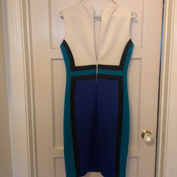 CALVIN KLEIN COLORBLOCK SCUBA DRESS SIZE 4 - Picture 2 of 11